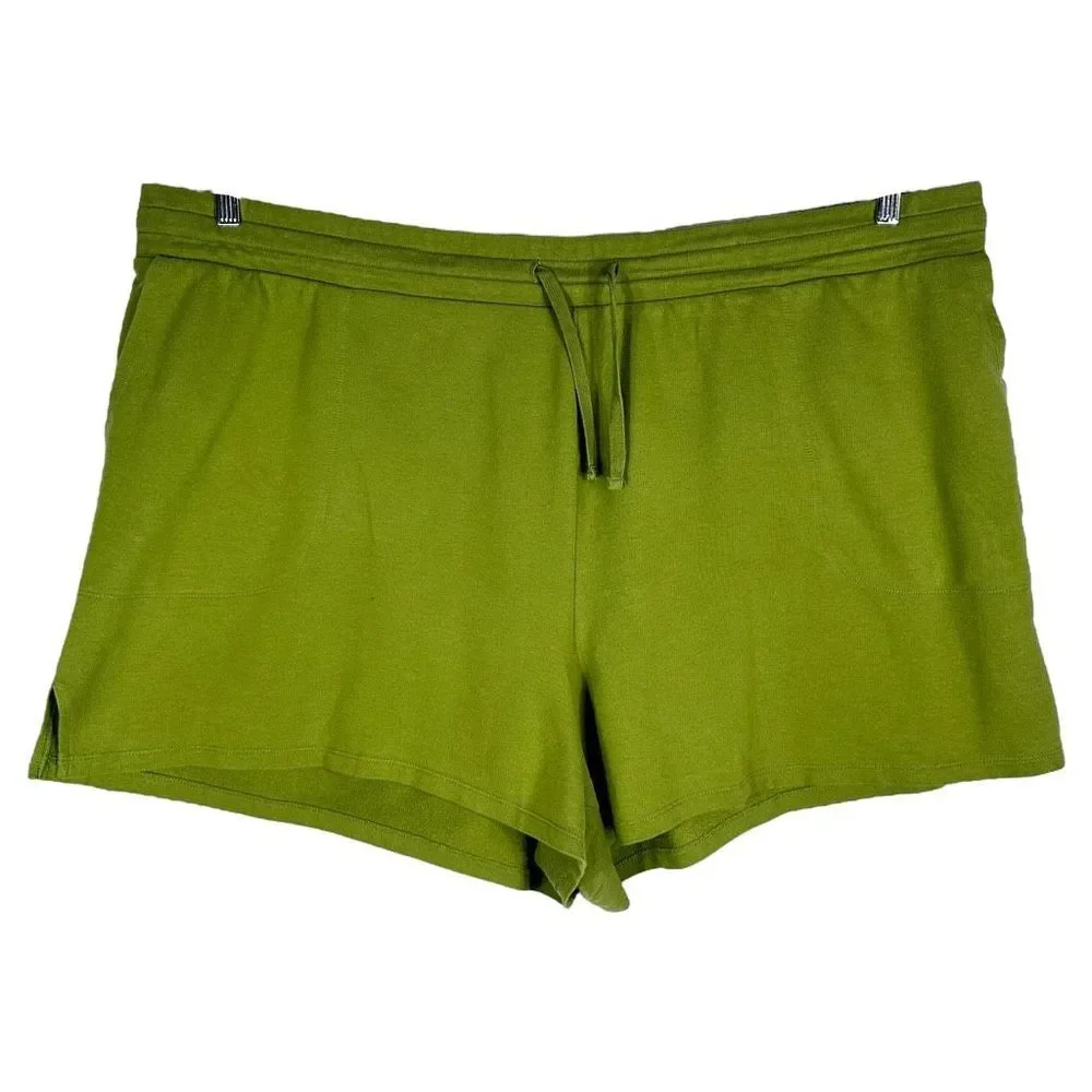 Ava Viv Plus Size 3X Shorts Army‎ Green Pockets Solid Elastic Waist Pull On